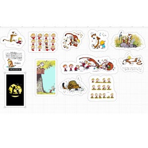 Calvin and Hobbes Cartoon Decal Set: Nostalgic Comic Strip Stickers for Laptops, Cars, Water Bottles