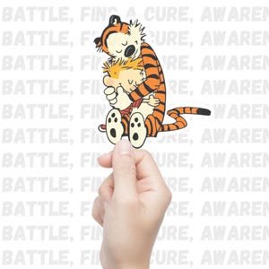 Calvin and Hobbes Hugging Stickers: Heartwarming Cartoon Decals for Fans of Bill Watterson's Comic