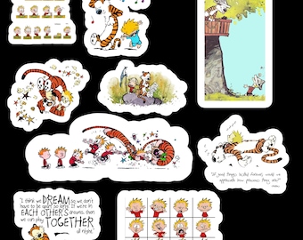 Stickers Cartoon Calvin and Hobbes : lot de stickers comiques nostalgiques