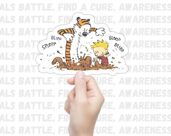 Calvin et Hobbes jouant dans la boue Sticker