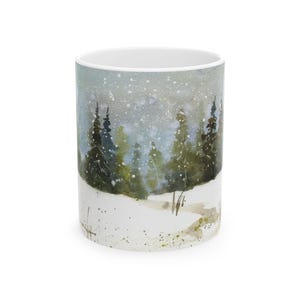Winter Wonderland Ceramic Mug | Cozy Holiday Gift for Nature Lovers | 11oz & 15oz | Perfect for Coffee, Tea, Hot Chocolate, Christmas, Snowy