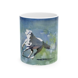 Majestic Horse Ceramic Mug, Animal Lover Gift, Coffee Cup, Equestrian Decor, 11oz & 15oz Size Options