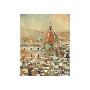 Watercolor Duomo Florence Fine Art Poster, Italy Cityscape Print, Palazzo di Michelangelo Painting, Wall Art Decor, Travel Gift, Home Office
