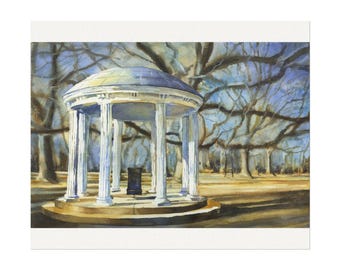 Dipinto ad acquerello di Old Well presso l'Università della Carolina del Nord (UNC) - Chapel Hill, NC, decorazione per dormitorio universitario, regalo per laureati