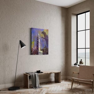 UNC Belltower Monster Attack at Dusk Art, Funny Graduation Gift, Chapel Hill Landscape University of North Carolina Dorm Room Poster Print image 4