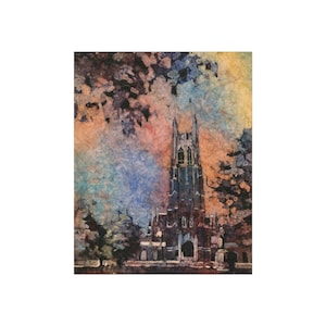 Watercolor Duke Chapel Poster, Duke University Campus Art Print, Durham NC Wall Art, Fine Art Print, Dorm Decor, Gift for Graduates
