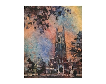 Watercolor Duke Chapel Poster, Duke University Campus Art Print, Durham NC Wall Art, Fine Art Print, Dorm Decor, Gift for Graduates