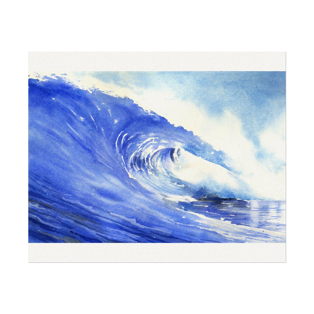 Ocean Waves Poster, Beach House Artwork, Surfing Decor, Nautical Wall