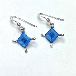 Ojo De Dios Gods Eyes Sterling Silver Dark Blue Dangle Earrings Size Small