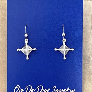 Ojo De Dios Gods Eyes Sterling Silver Dangle Earrings Size Small