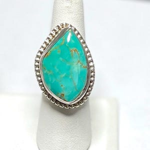 Natural Turquoise Sterling Silver Ring Size 7