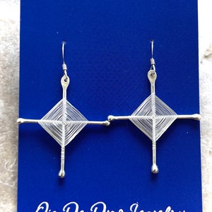 Ojo De Dios Gods Eyes Sterling Silver Dangle Earrings Size Large