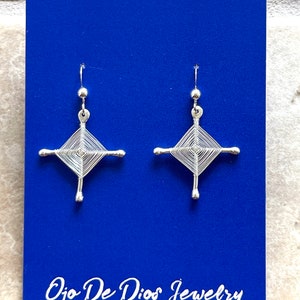 Ojo De Dios Gods Eyes Sterling Silver Dangle Earrings Size Meduim