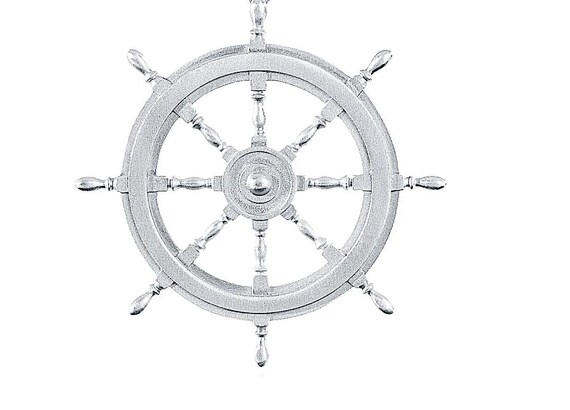 Ship Model, Ship's Wheel, Pewter, 22mm