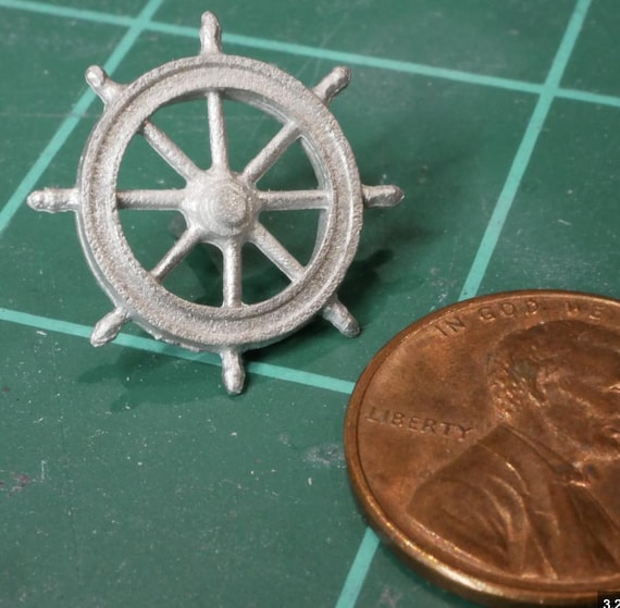 Ship Model Ship's Wheel Pewter 22mm
