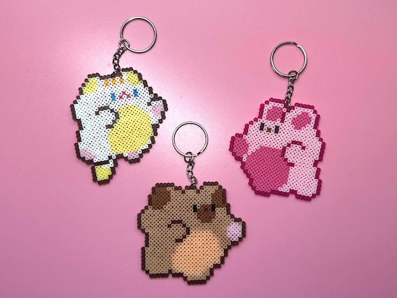 Cute Animal Cat/bunny/bear Perler Bead Keychain Magnet UK
