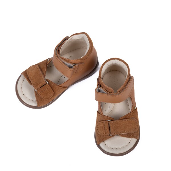 Handmade Sandals Brown leather Open Toe with 2 Adjustable Straps Orthopedic (Emel Handmade in Poland)