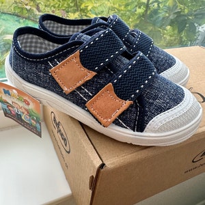 Boys Cotton Fully Adjustable Double Strap Sneaker Jeans Dark Blue