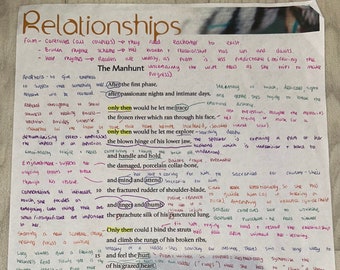 GCSE Relationship Anthology Poems Edexcel English with handwritten annotation (all 15 included)