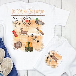 Hunting DIGITAL DOWNLOAD - Hunting Shirt Design - Gone Hunting PNG - Kids HUnting shirt- Raise &#39;Em Right - Front Back Design- Boys shirt png