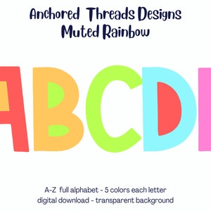 Modern Alpha - Two Tone Alpha - PNG Alphabet - Bright Rainbow - Sketchy Alpha - PNG Rainbow Alpha - Rainbow PNG