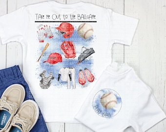 Baseball DIGITAL DOWNLOAD - Baseball Design - Baseball Kids PNG - Boys Baseball shirt- Front Back Design