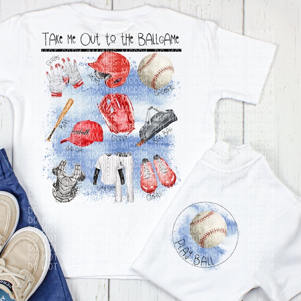 Baseball DIGITAL DOWNLOAD - Baseball Design - Baseball Kids PNG - Boys Baseball shirt- Front Back Design