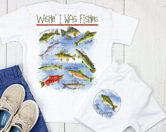Fishing DIGITAL DOWNLOAD - Fresh Fish Design - Fisherman Kids PNG - Kids Fresh Water Fish shirt- Front Back Design