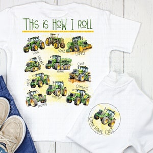Tractor DIGITAL DOWNLOAD - Green Tractor Design -Farmer Tractor PNG - Kids Tractor shirt- Front Back Design