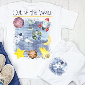 Space DIGITAL DOWNLOAD - Space Design - Kids Hero PNG - Boys Astronaut shirt- Front Back Design - Future Astronaut design