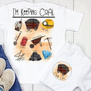 Coal Miner DIGITAL DOWNLOAD - Coal Design - Coal Miner Kids PNG - Kids Miner shirt- Front Back Design