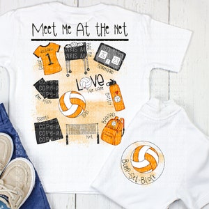 Orange Volleyball DIGITAL DOWNLOAD - Volleyball Design - Volleyball Kids PNG - Volleyball shirt- Front Back Design