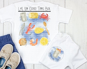 Crawfish boil DIGITAL DOWNLOAD - Crawfish Design - boil crew Kids PNG - Kids Crab boil shirt- Front Back Design
