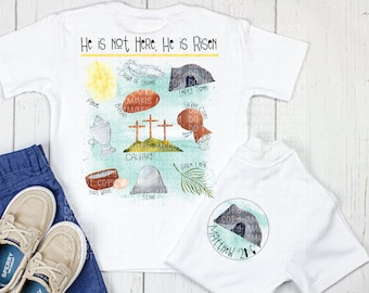 Resurrection DIGITAL DOWNLOAD - Easter Shirt Design - He is risen PNG - Kids Resurrection shirt- Empty Tomb shirt - Front Back Design