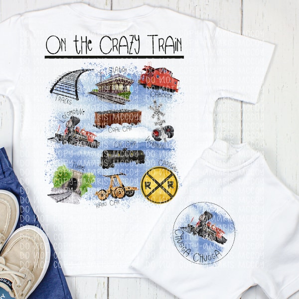 Train DIGITAL DOWNLOAD - Train Lover Shirt Design - Train Birthday PNG - Kids Train shirt- Just a kid who loves trains - Front Back Design