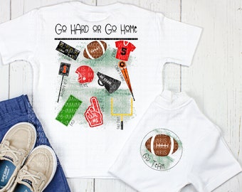 Football DIGITAL DOWNLOAD - Red Football Design - Football Kids PNG - Kids Football shirt- Front Back Design - Sublimation