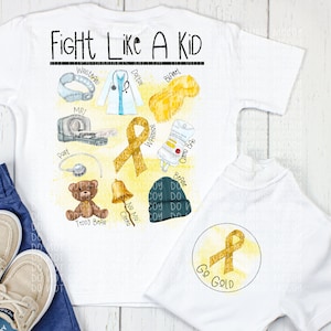 Childhood Cancer DIGITAL DOWNLOAD - Go Gold Cancer Design - Cancer PNG - Cancer Kid shirt- Front Back Design Sublimation