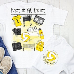 Yellow Volleyball DIGITAL DOWNLOAD - Volleyball Design - Volleyball Kids PNG - Volleyball shirt- Front Back Design