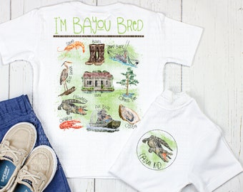 Bayou Cajun DIGITAL DOWNLOAD - Louisiana Bayou Design - Cajun PNG - Bayou Kid shirt- Front Back Design Sublimation