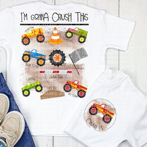 Monster Truck DIGITAL DOWNLOAD - Monster Truck Design - Flaming Truck PNG - Kids Truck shirt- Front Back Design Sublimation Digital Download