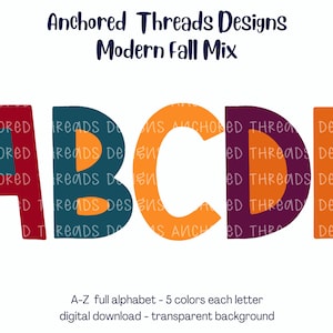 Fall Color Modern Alpha - Two Tone Alpha - PNG Alphabet - Fall Modern Alpha - Teal Maroon Alpha - Fall Colors Alpha - Fall PNG