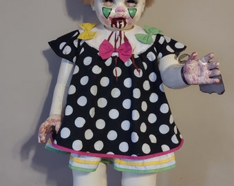 Ooak Zombie Clown Doll "Ninny Nibbles" 30"