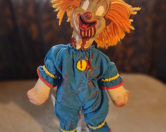 Vintage OOAK Zombie Bozo The Clown Doll 15" Knickerbocker