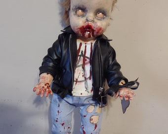 Ooak Creepy Punk Rock Zombie Doll &quot;Sheena&quot; 18&quot;