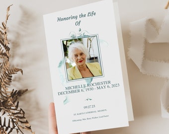 Funeral Program Template, Funeral Program, Funeral Announcement, Celebration of Life Program Template, Order of Service, Obituary Template