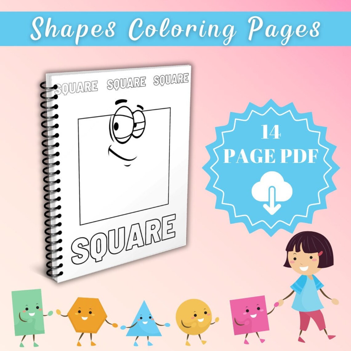 Shapes Coloring Pages Kids Coloring Pages Kindergarten - Etsy