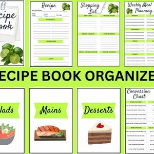 Cookbook Recipe Title Pages Categories help organize your recipe binder