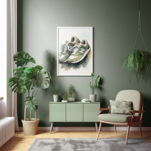 Stampa artistica da parete Sneaker, Download digitale/istantaneo, Arredamento minimalista, NB, Arte acquerello, Regalo Sneakerhead