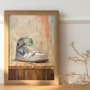Sneaker Wall Art Print, Digital/Instant Download, Minimalist Decor, AJ1, Watercolour Art, Sneakerhead Gift