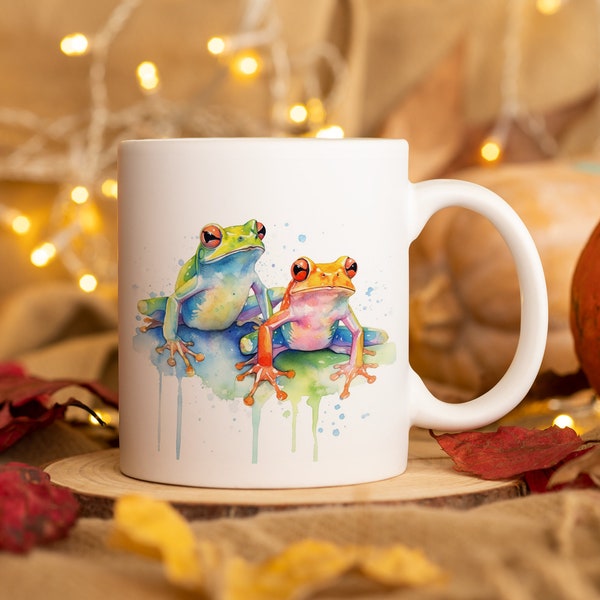 Watercolor Frogs Mug | Original Toad Watercolor Coffee Mug | Artsy Nature Tea Cup | Watercolor Froggy Nature Mug | Friend or Family Gift
